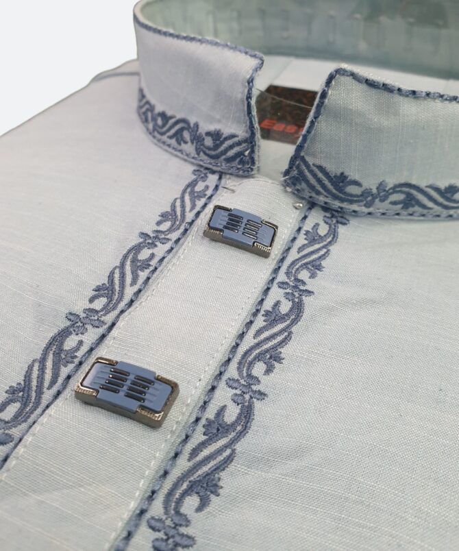 Sky Blue Cotton Panjabi - Image 2