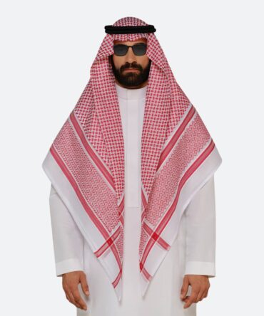 Premium quality arabic red and white shemagh 3